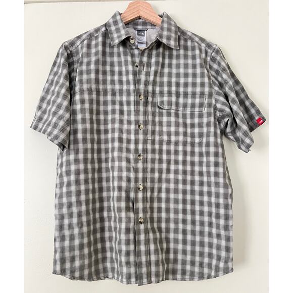 TNF North Face Plaid Men's Printed Button-Up Shirt Top Small Gray Hiking Outdoor - Picture 1 of 3